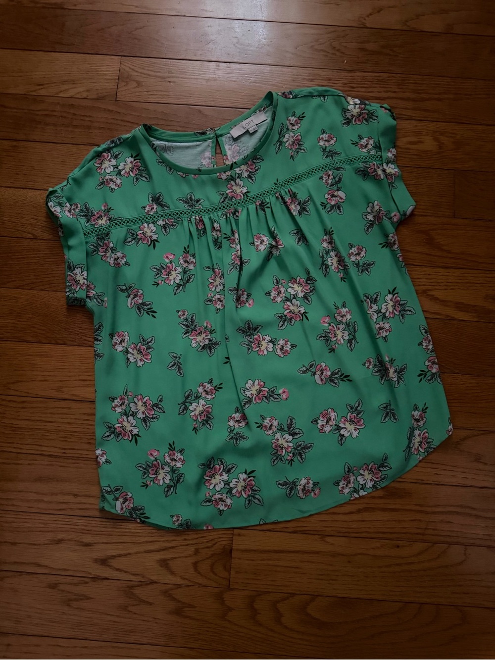 LOFT Floral Mixed Media Blouse